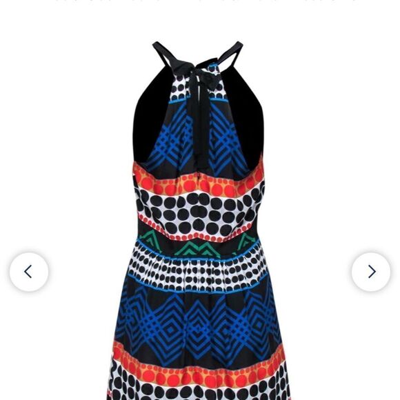 Trina Turk - Black & Multicolor Polka Dot & Geometric Print Fit & Flare Dress - Picture 2 of 5